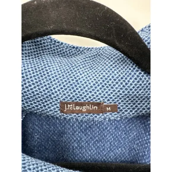 J McLaughlin Marisa Fleece Top Button Detailed High Neck Blue Size Medium - Picture 4 of 10